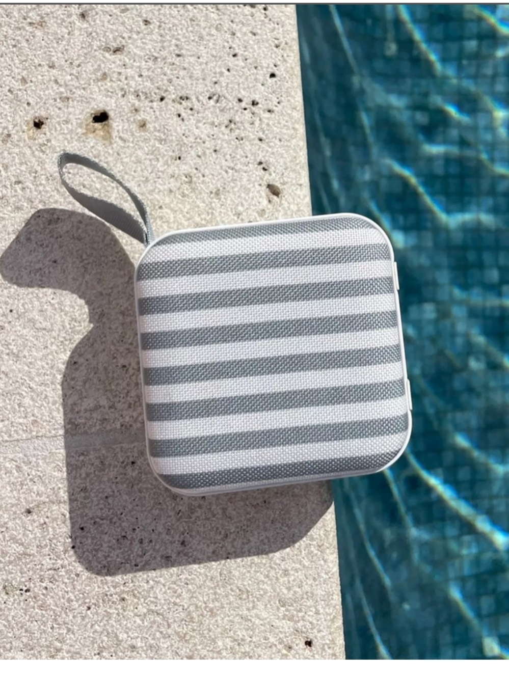 Sunnylife White Portable Travel Speaker with Olive Wrist Strap